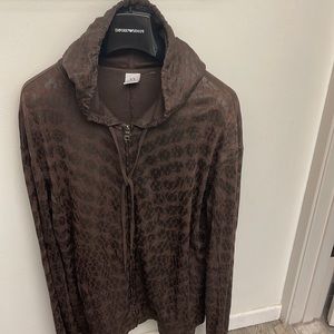 Vintage 1990s A/X snake embossed print zip up jacket w/hood L